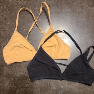 American Apparel Women's Black and Tan Bralette Set Size Small